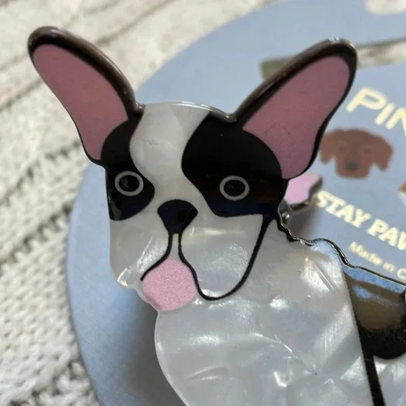 NWT hair clips. Dogs. Boston terrier & corgi 2.5-3” long. Teeth. hairdos. Twist - Picture 2 of 9